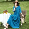 2026 Nueva Bata de Noche Estilo Chino para Mujer, Verano Algodón Seda Vintage Manga Media Vestido para Casa, Talla Grande Holgado Vestido para Mamá