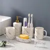 Juego de Cinco Piezas de Baño de Lujo Ligero, Kit de Baño, Taza de Cerámica para Cepillo de Dientes de Baño, Bandeja para Tazas de Lavar