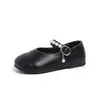 Zapatos de Cuero para Niños 2026 Otoño Nuevo Estilo Coreano para Niñas con Pedrería Suela Suave Antideslizantes Zapatos de Princesa Casuales de Color Sólido Zapatos Individuales