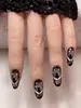 Moda Europeia e Americana Transfronteiriça Mais Vendida para Nail Art Estilo Gótico Escuro Gradiente Lua Gato Longo Formato Amêndoa Unhas Postiças Atacado