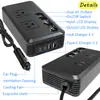 Inversor de Coche 200W Coche 12V a 110V Enchufe Tipo US Carga Rápida Doble USB Tipo C
