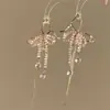 Mujer AmbiciosaBelleza SuavePendientes de Mariposa con Perlas Rosa Super HadaPendientes Largos con Borlas para Mujer