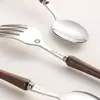 Juego de Cuchillo, Tenedor y Cuchara de Acero Inoxidable 304 Popular, Mango de Madera de Nogal Estilo Coreano, Alto Valor Estético, Para Regalo, Vajilla Occidental para el Hogar