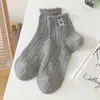Calcetines Cortos Lisos de Encaje con Lazo para Mujer Verano Malla Fina Huecos Transpirables Absorbentes de Sudor Verano Estudiante Media Pantorrilla Calcetines de Algodón