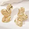 Aretes de Acero Inoxidable, Aretes de Lujo Ligero de Gama Alta, Juego de Collar, Aretes de Moño, Joyería Transfronteriza, Aretes Dorados de Acero de Titanio