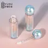 Tubo de Brillo de Labios Estilo Coreano 3ml Iridiscente Electrochapado con Cabezal de Pincel de Terciopelo Plástico Cabeza Redonda Tubo de Barro para Labios Contenedor de Maquillaje de Belleza