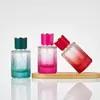Botella con atomizador vertical de gradiente para perfume 30 ml 50 ml Botella de perfume cilíndrica Botella cosmética transfronteriza