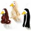Nuevo adorno de ganso blanco grande multiestilo con pelo corto, rizado, voluminoso y esponjoso y flequillo, tocado decorativo