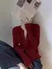 Cárdigan Rojo de Punto para Mujer de Año Nuevo, Suéter Base Elegante y Hermoso para Otoño e Invierno, Top de Alta Gama Estilo Europeo