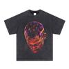 AliExpress cross-border retro lavado velho estampado manga curta camiseta masculina hip-hop solto meia manga top no atacado