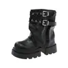 Duidui 2026 Vento Pessoa Pequena Bota Curta Botas de Personalidade para Motocicleta Botas com Fivela de Cinto Femininas Sola Grossa Barra da Calça Botas Modernas Menina Popular Novo Estilo
