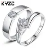 Anel de casamento Simulação Anel de diamante Anel de casal Jóias de prata femininas Anel de noivado Abertura solta Anel de casamento estilo coreano para homens e mulheres