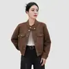Chaqueta de moda hecha a medida para mujer, nueva chaqueta biker corta casual elegante para otoño e invierno, de alta costura, moderna y adelgazante