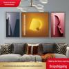 Minimalista moderno sala de estar, sofá, fundo da parede, pintura decorativa, modelo geométrico abstrato, quarto, restaurante, arte, mural, 2597