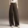 Calça Casual Larga de Cintura Elástica Estilo Preguiçoso, Nova Coleção Outono 2026, Cintura Alta, Versátil e Longa para Mulheres