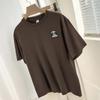 260g Heavy Cotton Bear T-shirt Manga Curta Design Nicho Top Verão Meia Manga Estilo Ocidental Gola Redonda T-shirt