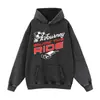 Sudadera con capucha holgada estampada y lavada con efecto desgastado de marca de moda, sudadera de talla grande extragrande, estilo callejero europeo y americano, comercio exterior
