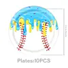 Decoraciones Desechables para Fiesta Temática de Béisbol Helado Transfronterizo Platos para Helado Vasos de Papel Servilletas de Papel Juego de Manteles