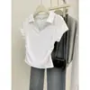 Dropshipping Transfronterizo Verano Chica Caliente Cintura Delgada Aspecto Adelgazante Hombro Derecho Camiseta de Manga Corta Polo Asimétrico para Mujer