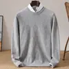 Suéter de lana de punto grueso de doble hebra con cuello redondo tejido de lana para hombre casual que reduce la edad jacquard tejido suelto capa base suéter de lana