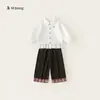 Ropa Infantil Youbao Conjunto Infantil Camisa de Solapa Chaleco de Punto Rojo Oveja Pequeña Pantalones Casuales Conjunto de Tres Piezas Ropa para Niñas