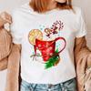 Comércio Exterior Europeu e Americano Verão Camiseta Feminina Feliz Natal Manga Curta Camiseta Ombro a Ombro Feminina