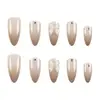 Comércio Exterior Branco Leitoso Laço Gradiente Cinza Nude Arte de Unha, Pontas de Unha Usáveis Delicadamente Decoradas com Strass, 24 Peças de Adesivos de Unha