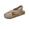 Nuevos Zapatos Birkenstock de Verano 2025 Estilo Retro Blanco que Realza Tira Cruzada para Mujer con Hebilla, Punta Redonda, Sandalias Planas de Gamuza