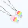 Collar Cruzado Europeo y Americano para Amigos Niños Conjunto Colgante de Amor Magnético Arcoíris Aleación Collar con Goteo de Aceite Joyería