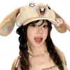 Boina de Orelha de Coelho para Mulheres, Versátil para Passeios de Verão, Estilo Desenho Animado Japonês Fofo, Chapéu Octogonal Emagrecedor