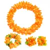 Fiesta Kaifeng 80 piezas flor cifrado engrosado collar hawaiano anillo para la cabeza pulsera juego de cuatro piezas actuación en escenario disfraz