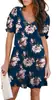 Vestido de Manga Curta com Estampa Exclusiva e Decote em V - Lançamento Primavera 2023 - Estação Independente de Comércio Exterior Europeu e Americano da Amazon
