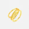 Anillo Sencillo Estilo Antiguo de Oro Puro 999 para Hombres y Mujeres, Anillo de Oro para Parejas, Anillos de Pareja "Tres Vidas Tres Mundos", Joyería para Manos, Regalo de San Valentín