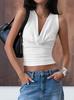 2025 Verão Casual para Ir ao Trabalho Colete Branco com Gola Peter Pan Feminino Hot Girl Malha de Leite Top Pulôver Curto Roupa Europeia e Americana