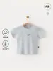 Camiseta Infantil para Meninos e Meninas, Top de Verão Fino de Manga Curta, Roupa Infantil de Verão para Meninas, Cor Sólida, Manga Meia-Manga, Classe A, 100% Algodão