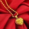 Colar Corrente Caixa Ouro Areia Vietnamita Banhado a Ouro 24K Ouro Real Latão Onda Dupla de Água Pingente Rosa Presente Banhado a Ouro