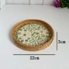 Bandeja de Frutas Decorativa em Rattan Pintado com Concha do Vietnã Bandeja de Armazenamento Lanches Bandeja de Frutas Secas Cesta de Frutas de Rattan Bandeja de Chá