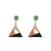 Brincos de Mola Simples com Agulha de Prata S925 Brincos Criativos de Gota de Óleo Colorida Contrastante Brincos Triangulares E360