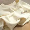 Camiseta Blanca de Verano con Cuello Redondo y Manga Corta para Hombre y Mujer, Algodón de Xinjiang, Estampada, Corte Holgado, Versátil, Sencilla, Moderna, Manga Media