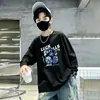 Camiseta casual de algodão puro com manga longa estilo coreano para meninos, com estampa de desenho animado, top infantil confortável para primavera e outono