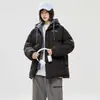 Jaqueta Masculina de Algodão Falsa Duas Peças com Capuz, Nova de Inverno, Espessa, Quente, Modelagem Solta, Casaco Puffer de Marca Tendência