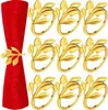 Argolas Douradas Folha de Ouro Transfronteiriças para Guardanapos, Porta-Guardanapos para Hotéis e Casamentos, Argolas para Guardanapos Estilo Ocidental Folha de Salgueiro, Círculos para Guardanapos