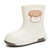 Botas de Lluvia Lindas Transfronterizas para Mujer, Botas de Lluvia de Media Caña con Forro de Algodón, Zapatos de Goma Impermeables y Antideslizantes, Botas para Agua de Cocina y Lavado de Autos, Diseño de Dibujos Animados