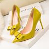 9288-60 Versión coreana de zapatos de tacón alto de tacón fino simple para mujer, boca poco profunda, puntiagudos, sexys, delgados, tacones altos, zapatos con lazo