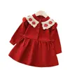 Vestido Suéter Infantil Hecho a Mano Flor Estilo Navideño Tejido Falda Larga Otoño Invierno Nuevo Conjunto de Año Nuevo para Niñas Falda Base