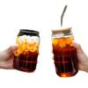 Copo de vidro transparente para beber copo criativo Copo Rede Net feminino alta aparência copo de água estilo ins