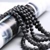 Obsidiana esmerilada natural seis caracteres verdad cuentas dispersas semiacabadas cuentas DIY pulsera collar material de cuentas