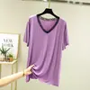 2022 nuevo verano holgado cuello en V moderno adelgazante encaje camiseta mujer manga corta modal camiseta interior top