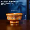 Tigela de madeira de rosa de vilarejo de Xizang para chá com manteiga, tigela pintada com os oito símbolos auspiciosos para chá com leite, tigela de tsampa, tigela de arroz de madeira maciça isolada anti-queimaduras