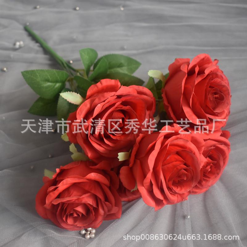 7头玫瑰红色